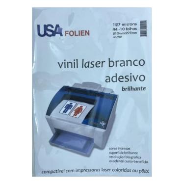 Imagem de Vinil Laser Adesivo, A4, Branco Brilho, 127 micras, Pacote com 10 Folhas, Usa Folien