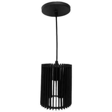 Imagem de Lustre Redondo Pequeno - Preto Fosco - Make Mdf