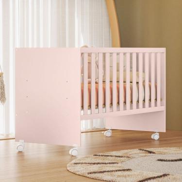 Imagem de Berço Doce Sonho com Rodízio Rosa Acetinado - Qmovi
