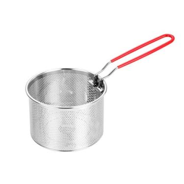 Imagem de CALLARON Cesta de fritura de aço inoxidável - Cesta de fritura de malha de arame, coador de massa redondo com alça resistente ao calor, fritadeira de cozinha para batatas fritas, macarrão, legumes, 9