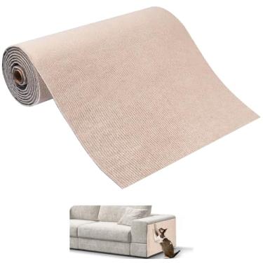 Imagem de Tapete arranhador para gatos, arranhador autoadesivo para sofá de móveis ou protetor de parede, tapete arranhador cobrindo torre de árvore de gato, almofadas de arranhões de substituição (Cáqui, 100