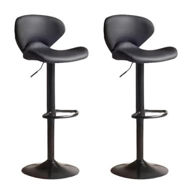 Imagem de Lzyjckh Conjunto de 2 bancos de bar Cadeiras de bar giratórias modernas Bancos de bar giratórios ajustáveis ​​com encosto alto para bar, cozinha, sala de jantar,Black