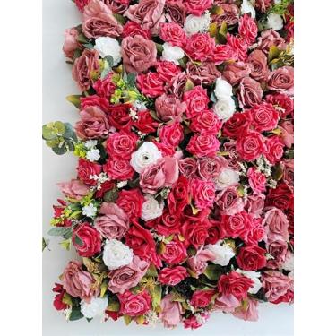 Imagem de Painel de Flores Artificiais, Rosas Rosa, Decoração para Eventos, 100x100cm Jardim Vertical Placa de Flores permanente decorar casamentos, festas, aniversários (opção 3)