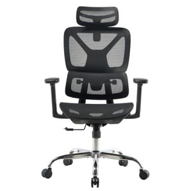 Imagem de Cadeira Ergométrica Escritório Ajuste Lombar Estudo Preto Encosto Comfy Reclinável Mesh Tecido Giratória Cadeiras 150kg Confortável Gamer (Black)