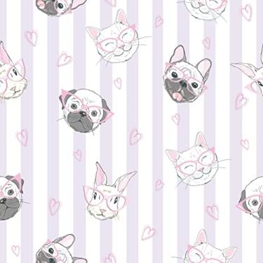 Imagem de Papel De Parede 12m Adesivo Lavável Gatos Coelho Cachorro