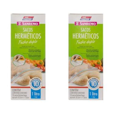 Imagem de Kit com 20 Sacos Herméticos Fecho Duplo Sanremo 1 litro