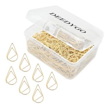 Imagem de 250 clipes de papel dourados fofos clipes de papel em forma de gota de aço inoxidável em forma de gota para escritório, material escolar, convites de casamento, artesanato, scrapbookmarks, agendas