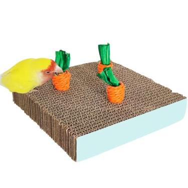 Imagem de CXYYXF Brinquedos de mastigar papagaio de papelão poleiro para gaiola plataforma de descanso de pássaros suporte de papagaio playground brinquedos de exercício periquitos gaiola acessórios para