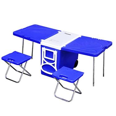 Imagem de Incubadora dobrável multifuncional para piquenique ao ar livre, portátil, 28 L, para carro, churrasco, mesa de piquenique, geladeira, caixa de pesca, vermelha (azul)