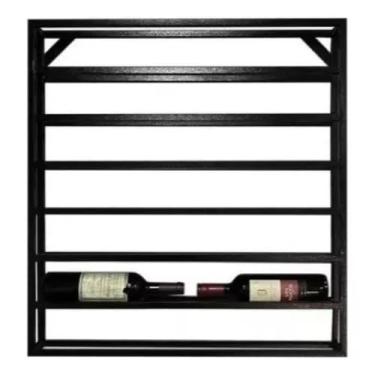 Imagem de Adega Bar Suporte Para Garrafas De Vinho Estilo Moderno E Industrial Flutuante Ferro 70x70cm
