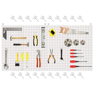 Imagem de Painel Organizador Ferramentas Pegboard Eucatex 53x120cm + 20 Ganchos