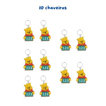 Imagem de 10 Chaveiros Volta as Aulas Sticth Angel Ursinho Pooh Bob Esponja chaveiro papelaria presentes lembrancinha revenda atac