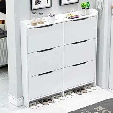 Imagem de LVEGHCR Prateleira de armazenamento de 3 níveis, sapateira com cubo basculante, armário portátil de grande capacidade muito estreito para entrada, corredor