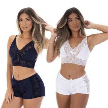 Imagem de Kit 2 Pijamas Baby Dolls Microfibra Renda Short Top - Dakota Lingerie 