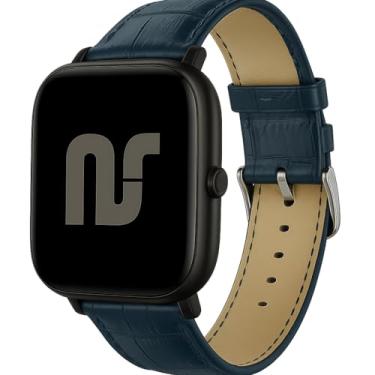 Imagem de Pulseira de couro compatível com Amaz fit GTS (BIP 2 geração) - Azul