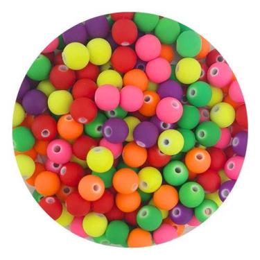 Imagem de Miçanga Emborrachada 8mm 200un p/ Montar Pulseira Infantil Terço Brinc