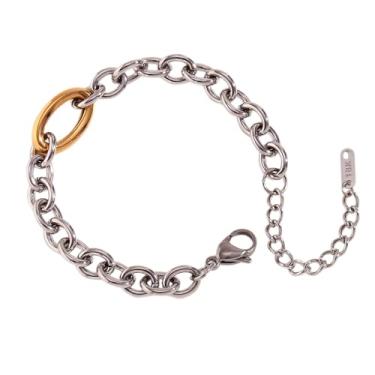Imagem de Pierced Owl Pulseira de elos de corrente de dois tons de aço inoxidável, One Size, Metal, Sem Pedra Preciosa