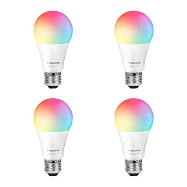 Imagem de Lâmpada inteligente SYLVANIA Wifi LED, 60 W equivalente a cor total e branco ajustável A19, regulável, compatível somente com Alexa e Google Home - pacote com 4 (75674)