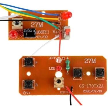 Imagem de 2Pcs 27mhz Four-Way Remote Control Board Two-Way RC Transmitter and Receiver Toy Car Robot Model Accessories,DIY Toys Projects Four-Way Remote Control Remote and App Controlled Vehicles Accessories