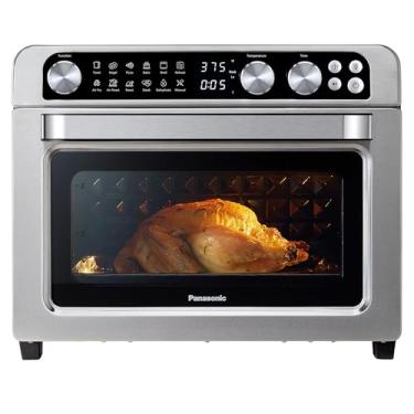 Imagem de Panasonic FlashXpress Combo de forno de fritadeira a ar de tamanho familiar, 11 funções de cozimento, 1800 W sem PFAS, aquecimento infravermelho duplo, mostrador de controle de temperatura, aço
