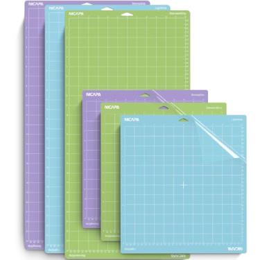 Imagem de Nicapa Tapete de corte para Cricut Maker 3/Maker/Explore 3/Air 2/Air/One, 6 pacotes de adesivos e adesivos antiderrapantes flexíveis quadrados quadriculados (pacote com 30,5 x 12 polegadas, 30,5 x 61