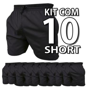 Imagem de Kit 10 Short Preto de Elastano Dry fit Bermuda de Praia Piscina e Acad
