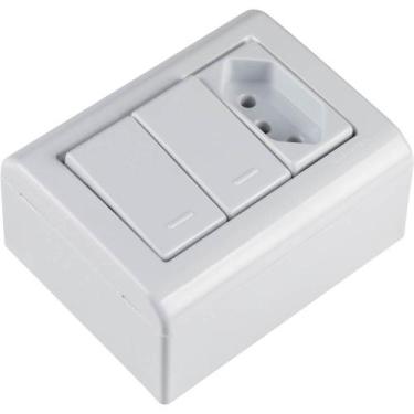 Imagem de Caixa de Sobrepor com 2 Interruptores Simples e 1 Tomada 2P+T de 10 Am