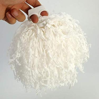 Imagem de Cheerleading Pom Poms, Elastic Cheerleading Pom Poms para Esquadrões de Jovens, Dançarinos e Público, ótimo para Festas, Jogos e Celebrações (Branco)