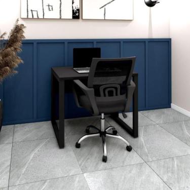 Imagem de Mesa Escritório Plataforma 90cm 1 CX de Tomada Pé Metal F5 - F5 Office