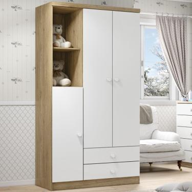 Imagem de Guarda Roupa 2 Nichos Bala Menta Rústico/Branco