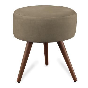 Imagem de Puff Cama Inbox Hilda Redondo Com Pés Em Madeira Maciça Tecido Suede Castor