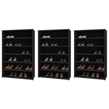 Imagem de Kit 03 Armários Multiuso Sapateira 5 Prateleiras Preto