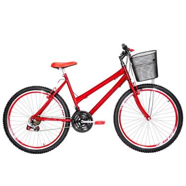 Imagem de Bicicleta Feminina Aro 26 Mtb Aero 18 Marchas Cor Vermelha