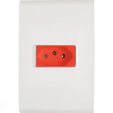 Imagem de Conjunto 4x2 Com 1 Tomada 2p+t Tramontina Liz 20 A 250 V Branco E Vermelho Tramontina