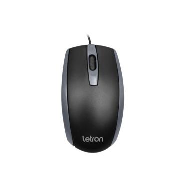 Imagem de Mouse Usb Letron Office Duo Preto E Cinza Fio Usb Ergonomico
