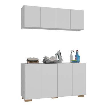 Imagem de Conjunto Lavanderia Multiuso Armário Aéreo E Balcão Mp5054 Branco natural