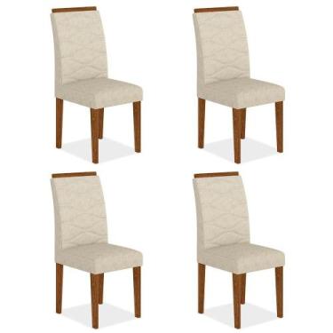 Imagem de Kit 4 Cadeiras Estofadas Everest Comfort Freijó/suede Bege - Ma - A Mó