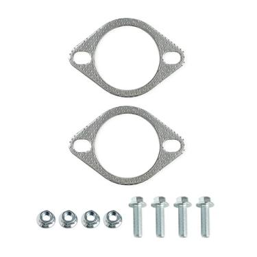 Imagem de YAMAKATO Gaxeta de escape de alta temperatura de 2,5 polegadas com 2 parafusos - 2 peças incluem 2 parafusos e porcas