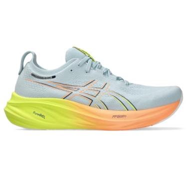 Imagem de ASICS Tênis de corrida masculino Gel-Nimbus 26, Cinza claro/amarelo seguro, 40