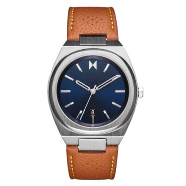 Imagem de MVMT Relógio masculino Odyssey II de quartzo com 3 ponteiros, pulseira de couro de bezerro resistente à água até 5 ATM/50 metros - uso esportivo diário para ele - 40 mm, Azul Manta, Odyssey II