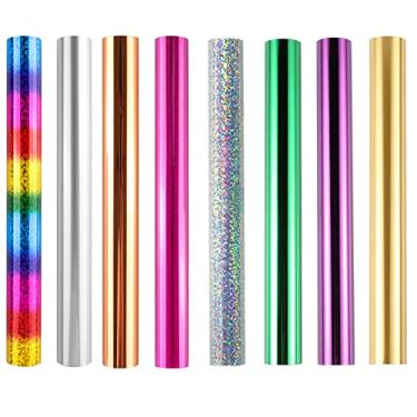 Imagem de CYFUN DESIGN Rolo De Folha Reativa Toner Com 8 Peças Para Uso Impressora A Laser Laminadora, Papel Holográfico Transferência Calor, Artesanato Scrapbooking, Cartão, Estampagem Quente, 5 M X 19 Cm/Ro
