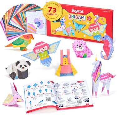 Imagem de JoyCat Kit De Papel Origami Para Crianças, 180 Folhas Colorido 5,5 X Pol., 73 Estilos Exclusivos Unicórnio Com Livro Instruções, Conjunto Materiais Arte E Artesanato Meninas 5 A 12 Anos, Brinquedo E