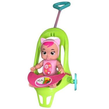 Imagem de Boneca Bebê Com Carrinho de Passeio Chupeta E Colher Tinker Baby Puppi