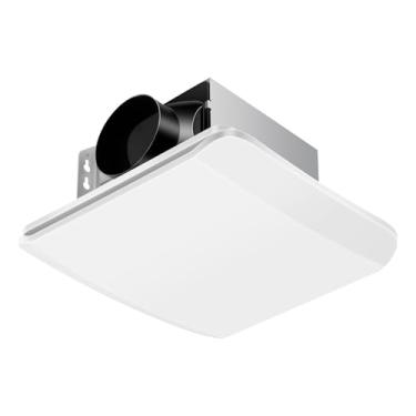 Imagem de Zomagas Exaustor de banheiro 110 CFM, ventilador de banheiro de montagem no teto para hotel de escritório em casa, 1,5 sons silencioso, quadrado, branco, orifício de escape de 10 cm de diâmetro