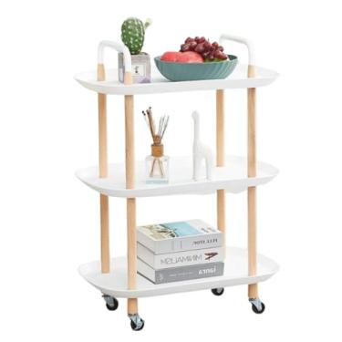 Imagem de Carrinho Organizador Multiuso com 3 Prateleiras Branco Casa/Cozinha/Escritório/Prático Estante/Fruteira Funcional Com Rodinhas Desing Moderno