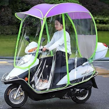 Imagem de Dossel Transparente De Carro Elétrico Totalmente Fechado, Scooter De Mobilidade Capa De Vento De Chuva Solar Carro Elétrico Impedir Guarda-chuva, Capa De Guarda-sol De Motocicleta, Purple, C