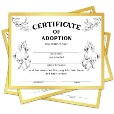 Imagem de Certificado de adoção de cavalo - Decorações de festa de adoção de pônei de 20 x 25 cm, cartão de adoção de cavalo, certificados para crianças, meninas ou meninos, lembrancinhas de festa para adoção