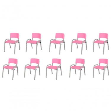Imagem de Kit 10 Cadeira Iso Infantil Creche, Escola Base Cinza Rosa