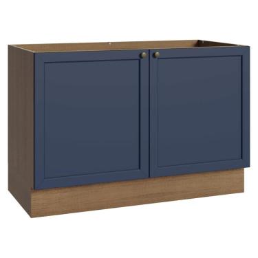 Imagem de Balcão Gabinete de Pia 120 cm (Sem Tampo) Rustic/Azul Vik Madesa