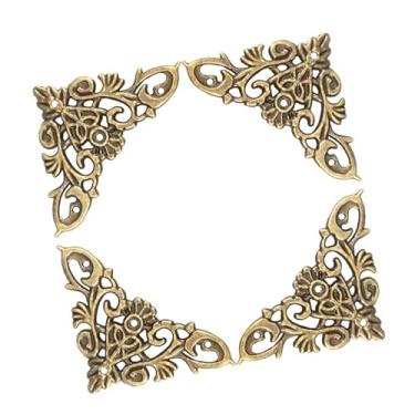 Imagem de Keenso Antigo Estilo de Jóia de Forma Oca Caixa de Jóias Protetores Decorativos para Caixas de Madeira Álbum de Scrapbook, 12pcs Liga de Zinco Decoração de Estilo Antigo para Protetor de Livros, (L)